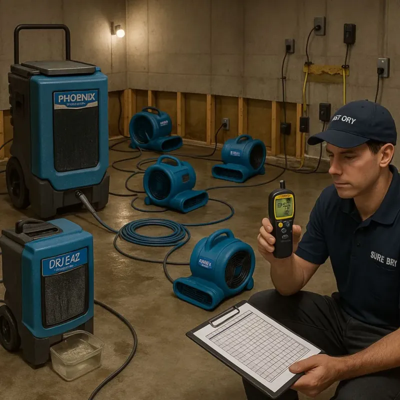 Structural Drying and Dehumidification process in Greenville, CA